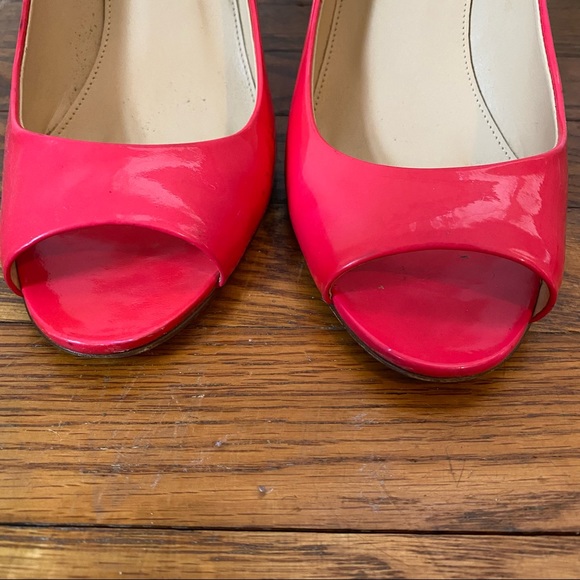 J.CREW PINK PATENT LEATHER HITTEN PEEP TOE HEEL SIZE 9 - Picture 7 of 11